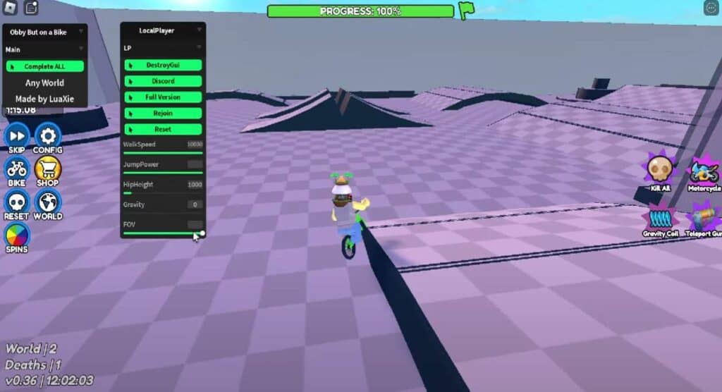 Screenshot of Obby But You're On A Bike Script gameplay